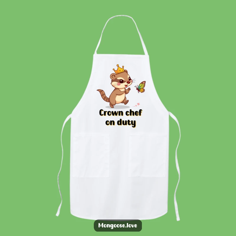 Funny Mongoose Crown Apron: Cook with Royal Flair!