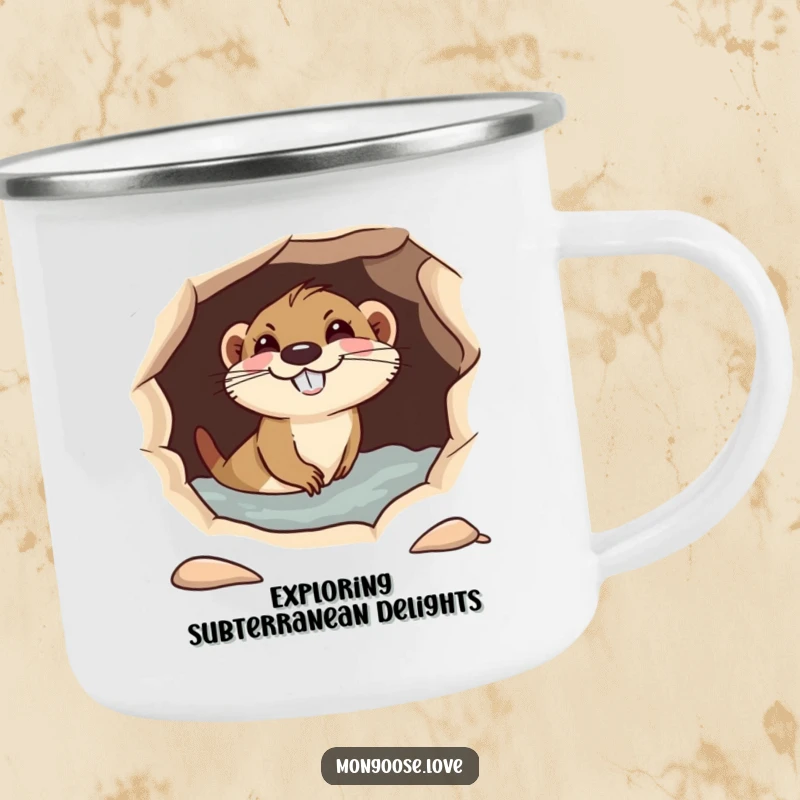 Funny playful mongoose diving into a hole, with a mischievous grin, for humorous adventures.