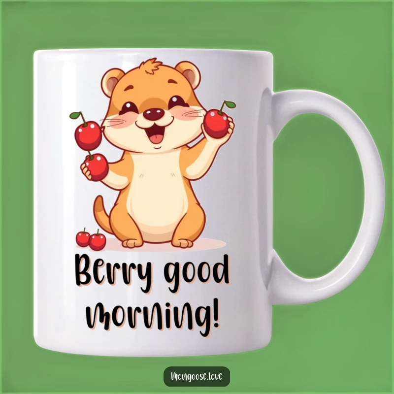 Funny Mongoose Juggling Berries Mug - A Hilarious Gift for Animal Lovers