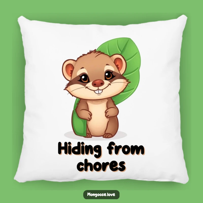 Funny Mongoose Grin Pillow - Cheeky Leaf Comfort Animal Gift