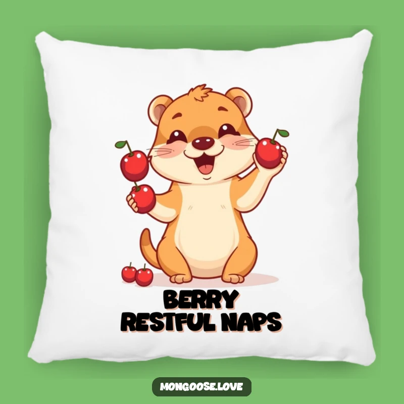 Funny Mongoose Juggling Berries Pillow - Comfy & Cute Decor Gift