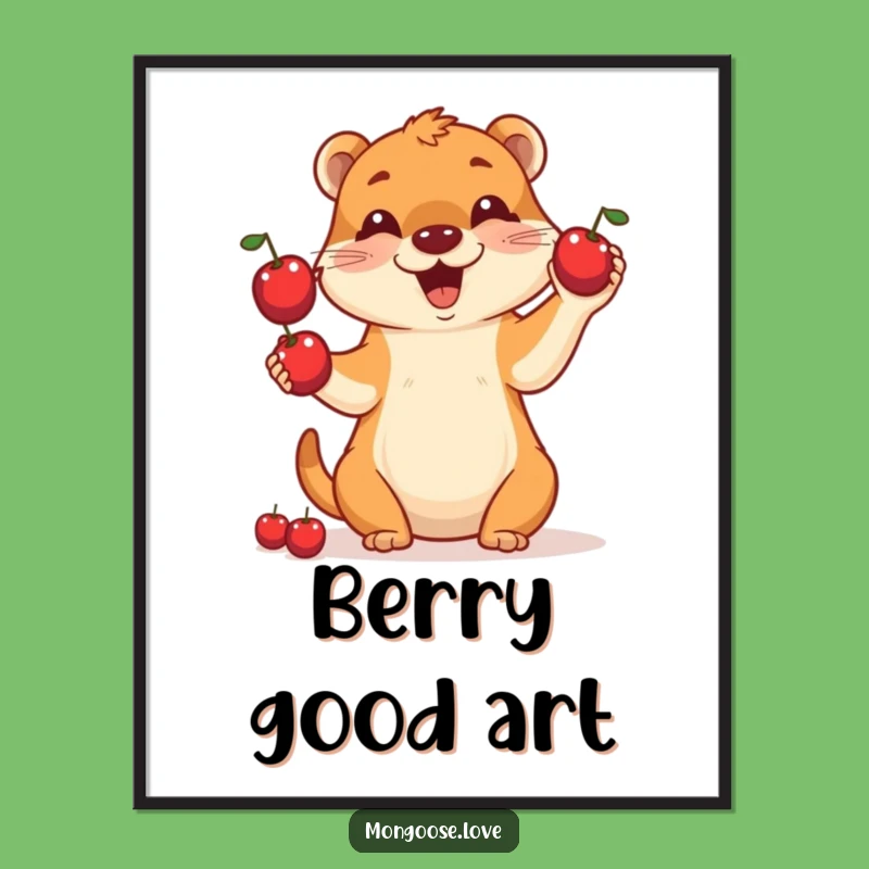 Funny Mongoose Juggling Berries Digital Art - Instant Whimsy Gift