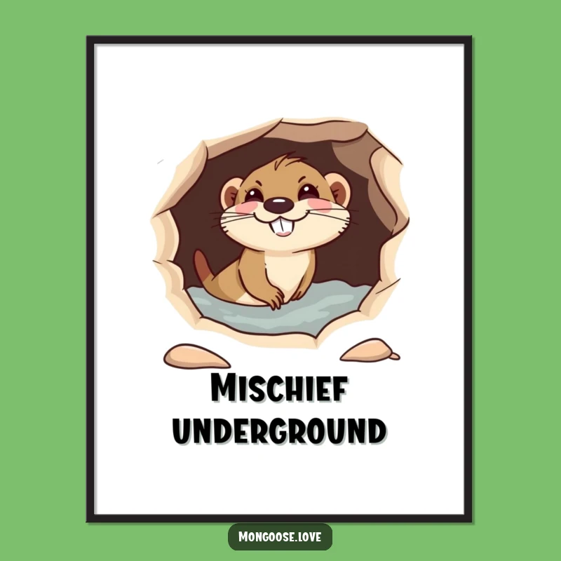 Funny Mongoose Diving Digital Print: Instant Mischievous Wall Art