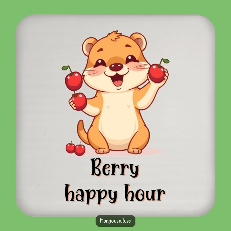 Funny Mongoose Juggling Berries Coaster - Protect Surfaces with Humor