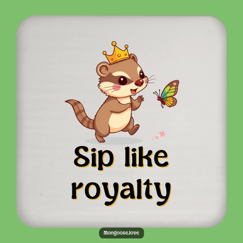 Funny Mongoose Crown Drink Coaster: Protect Your Royal Table!