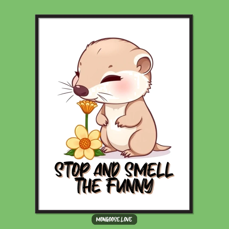 Free Printable Mongoose Wall Art: Funny Sniff Flower Nose Twitch Humorous Downloadable Decor