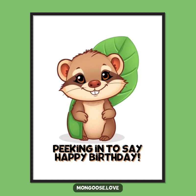 Free Printable Wall Art: Cheeky Mongoose Grin Funny Tropical Leaf Downloadable Poster