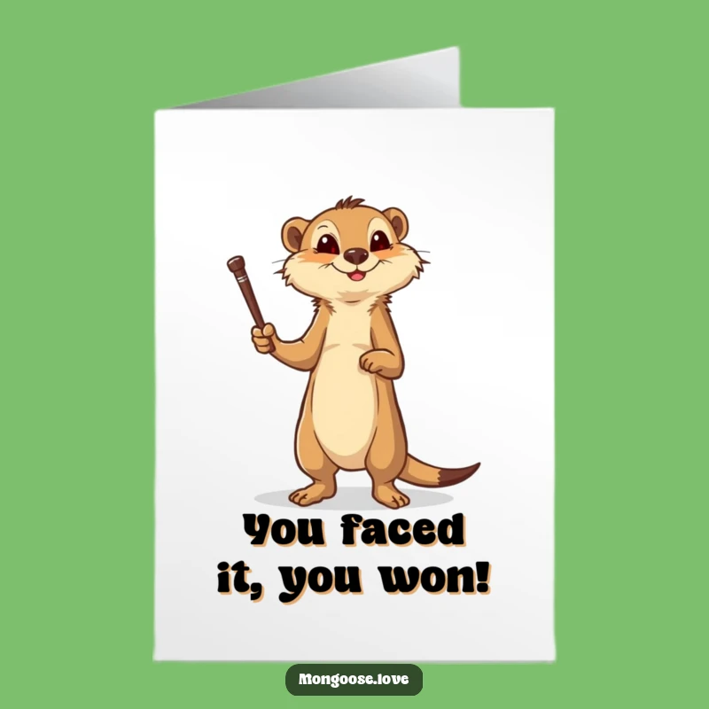 Free Printable Mongoose Congratulations Card: Brave Stick Wielder Downloadable Gift for Victories