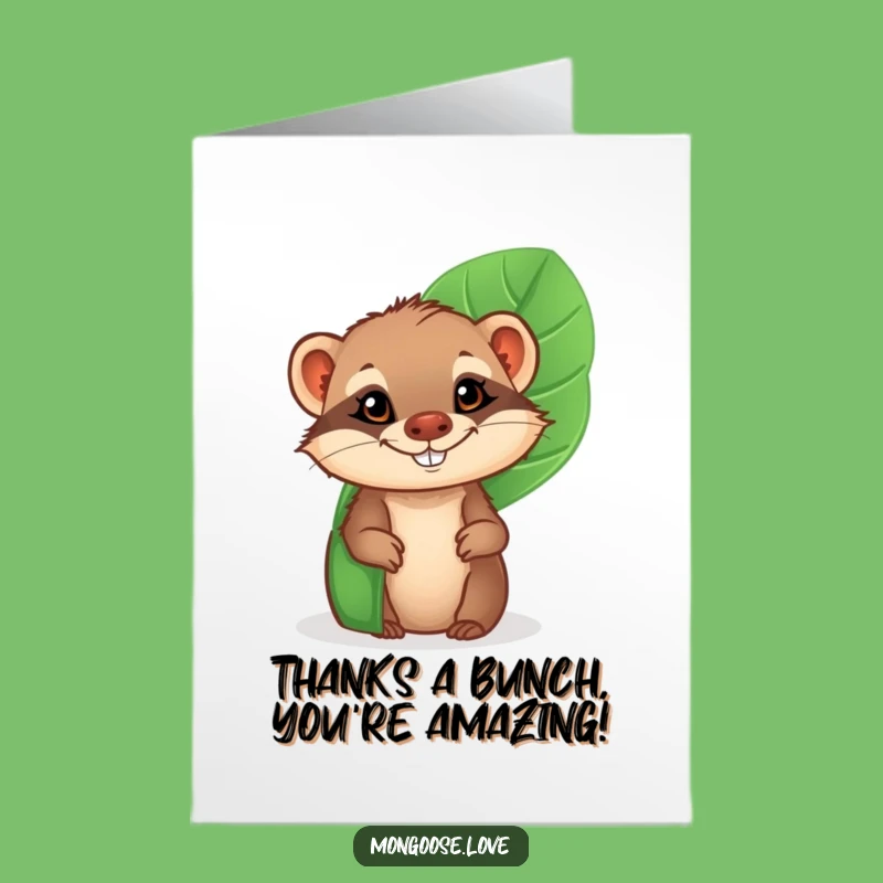 Free Printable Thank You Card: Grinning Mongoose Expressing Funny Gratitude Downloadable