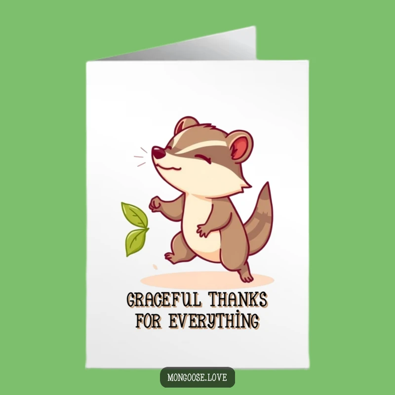 Free Printable Mongoose Thank You Card: Graceful Dodging Animal Downloadable Gratitude