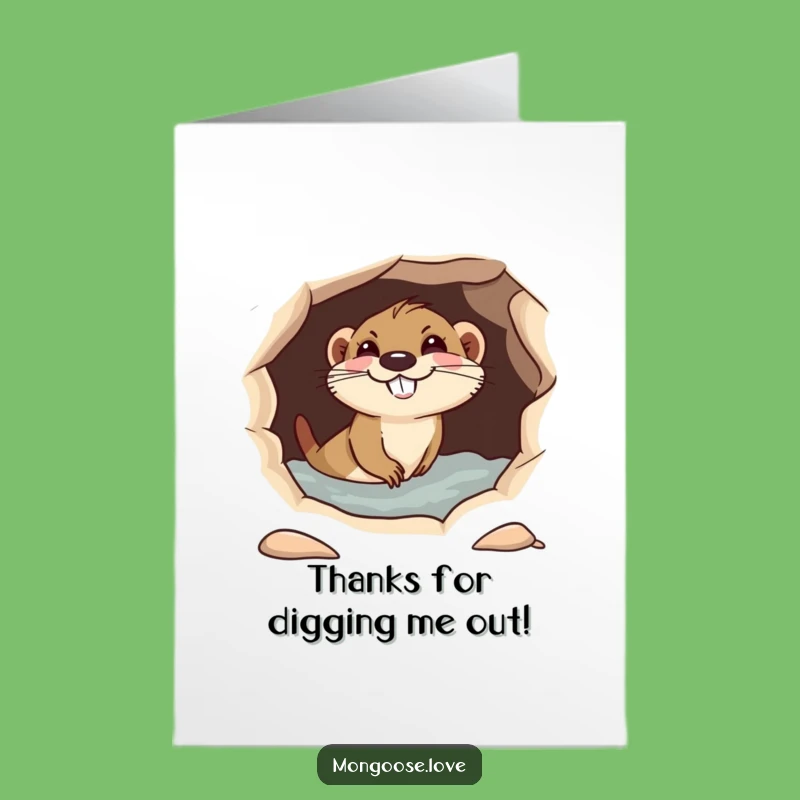 Free Printable Mongoose Thank You Card: Funny Dive Hole Gratitude Downloadable Gift